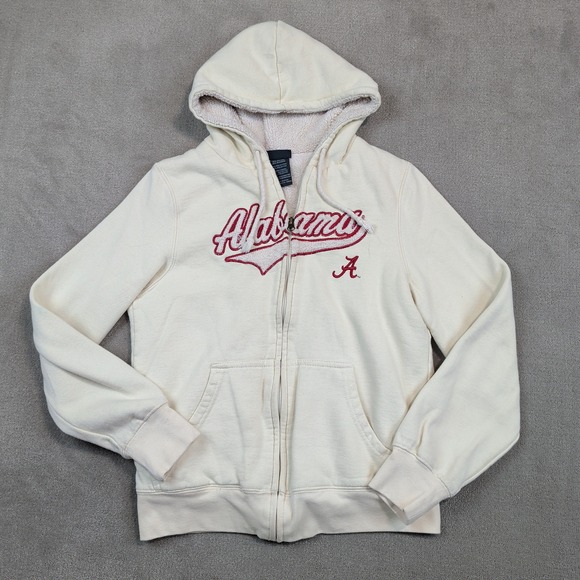 Pro Edge Alabama Crimson Tide Zip Hoodie M Cream Sherpa Lined Collegiate Sporty — photo 2
